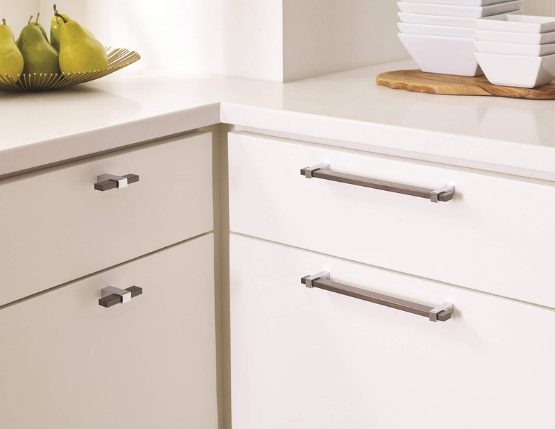 Amerock | Cabinet Pull | Black Brushed Nickel/Polished Chrome | 7-9/16 inch (192 mm) Center to Center | Mulino | 1 Pack | Drawer Pull | Drawer Handle | Cabinet Hardware 7-9/16 in. Center-to-Center