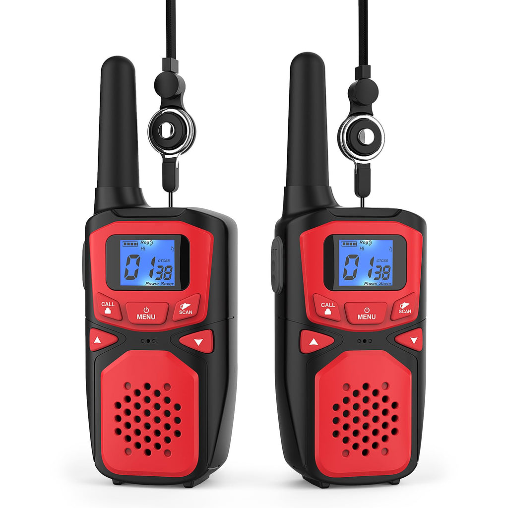 Adult Walkie Talkie WokTok Long Range Rechargeable Portable Two-Way Walkie Talkie, Hiking Accessories, SOS Sirens, NOAA Weather Alarms, Kid's Toys, Easy-to-Use Rechargeable Walkie Talkies,2 Pack 2 Packs Red 2 Pack