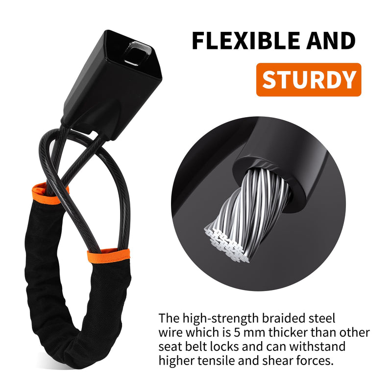Vitog Car Steering Wheel Lock, Seat Belt Lock, Max 17" Length Universal Anti-Theft Device, Compact & Lightweight, Fit Most Vehicle, SUV, Golf Cart, Multi-Function Security Lock with Keys