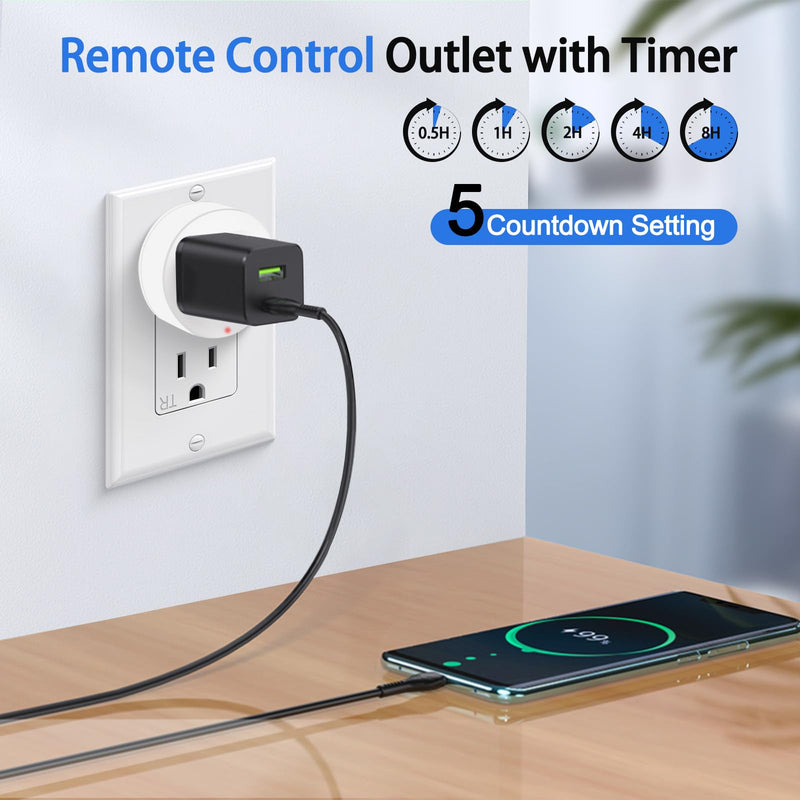 Greencycle Remote Control Outlet with Timer,1 Wireless Switch 3 Outlets | 200FT Long Range,15A/1875W,5 Timer Settings,Programmable and Expandable,for Lamps,Fans,Christmas Lights,Household Appliances 1 Remote 3 Outlets Handheld Switch