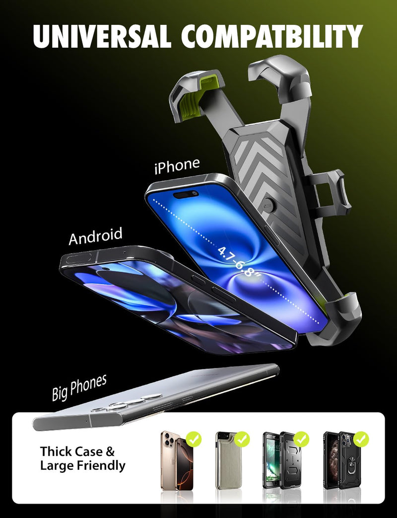 Bracketron X-Lock Heavy Duty Car Phone Holder Truck Dash Windshield Mount | 4-point XGrip security, 360° flexible gooseneck arm, heavy-duty TemperBond suction base, 1-click auto-lock and release