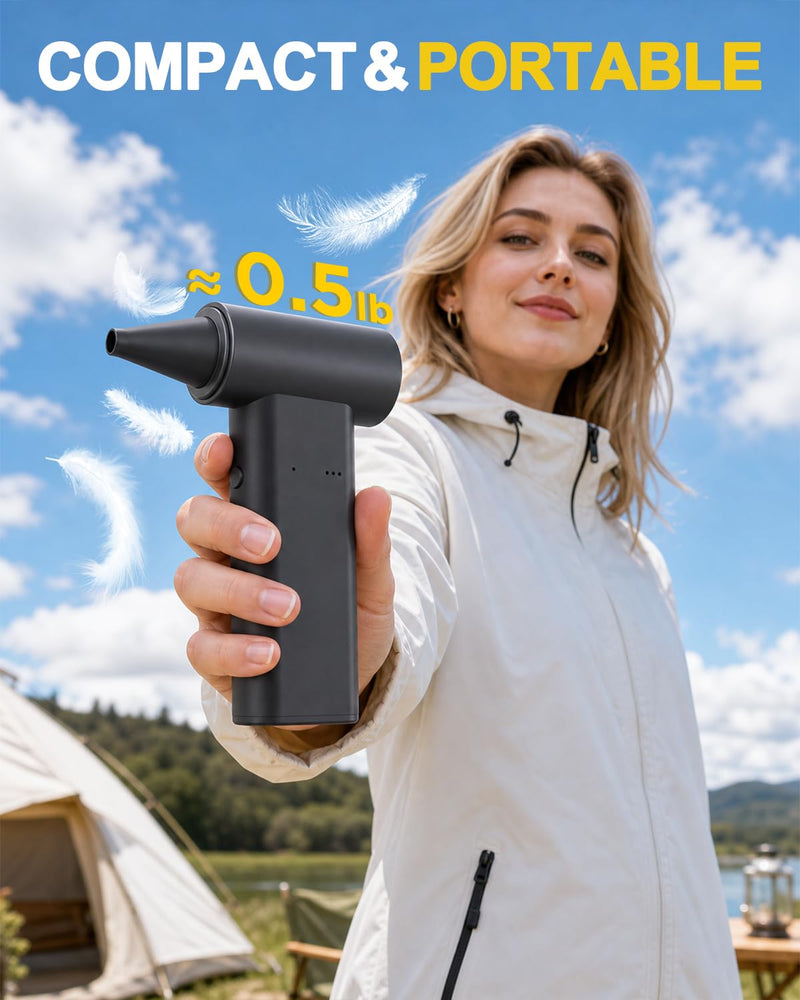 2-in-1 Compressed Air Duster & Car Vacuum Cordless Rechargeable - 160000RPM Electric Air Duster, Aluminum Mini Vacuum Keyboard Cleaner for PC, Computer, House, Outdoor & Car Detailing Supplies Obsidian