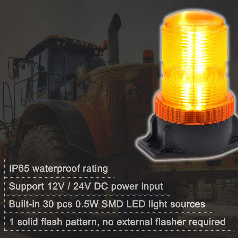 WOWTOU Magnetic Amber Led Strobe Lights for Forklift Golf Carts UTV Cars Trucks Tractor, 12V 24V Safety Warning Roof Top Flasher Emergency Flashing Beacon