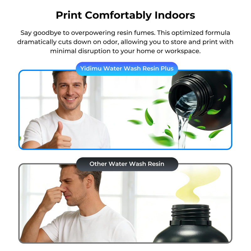 3D Printer Water-Washable Rapid Resin, 405nm LCD UV-Curing Photopolymer for High Precision, Low Odor, Non-Brittle, Clear, 1000g