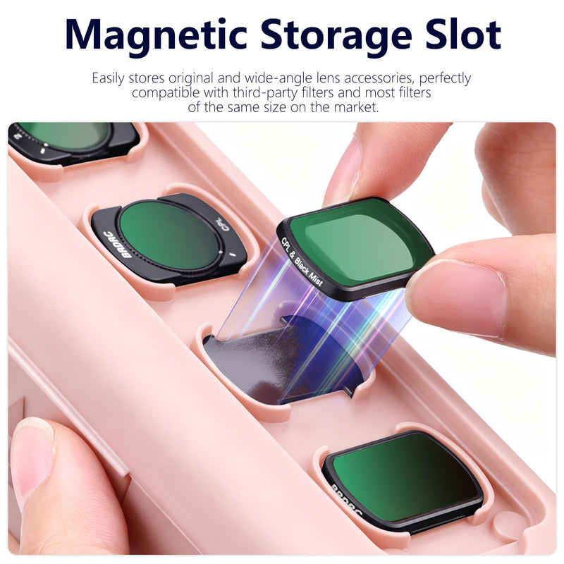 Hard Travel Carrying Case Compatible with DJI Pocket4/3, 4 Cpl/Nd Filter Storage Slots and 2 Storage Card Slots, Screen Gimbal Protection with Wrist Strap Pink