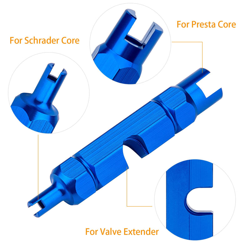 Presta Valve Core Bike Kit - 21 Pieces, Stem Removal Tool, Brass Valve Cores and Stem Caps Presta Valve Core