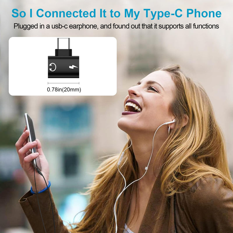 USB C Samsung Headphone and Charger Adapter 2in1 Type C to USB C Audio Jack | PD 60W Fast Charging Aux Dongle Cable Conventor for Galaxy S26/A17/A16/A15/5G/A36/A56/S25 Ultra iPhone 17e/17/16 Pro Max black