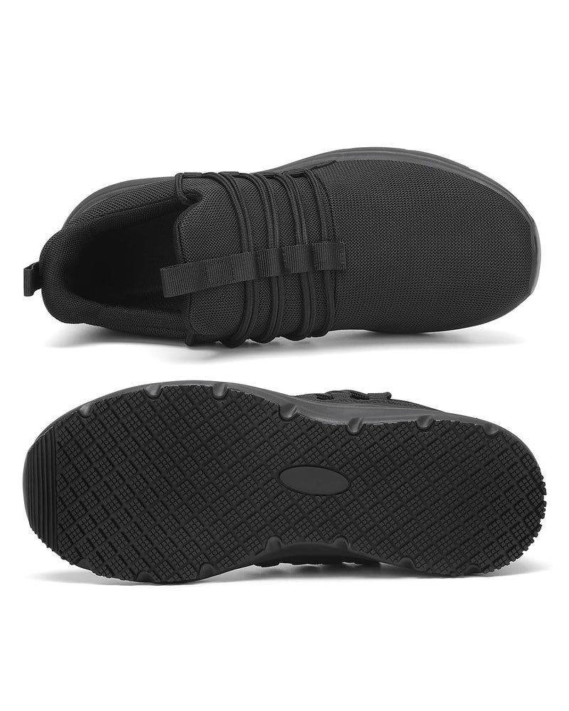VikoViren Non Slip Work Shoes for Men Restaurant or Food Service Sneakers Breathable Lightweight Water Resistant Walking Shoes Chef Kitchen Footwear 10 Black