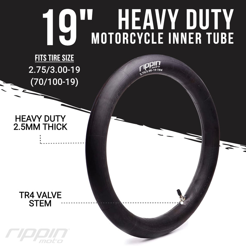 2.75/3.00-19 Heavy Duty Inner Tube (70/100-19) 2.5mm Thick - TR4 Valve - Fits Most 3.0-19 Motocross Tires, Surron Light Bee X, Talaria and Segway X160/X260 70/100-19 (2.75/3.0-19)