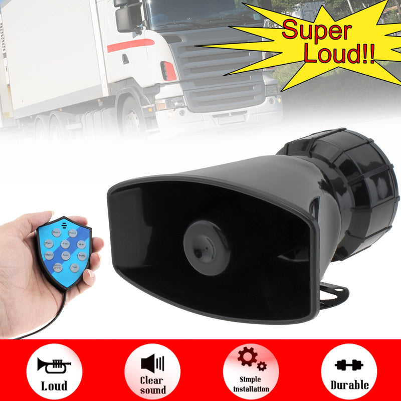 Car Speaker 100W 9 Sounds 12V Car Siren Horn Speaker with Hook Bracket, Call Function, 120-125dB Warning Alarm Electronic Horn