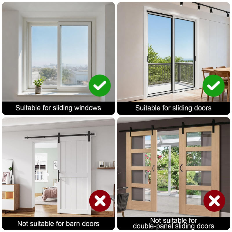 AceMining Sliding Door Security Bar,Heavy Duty Sliding Patio Door Lock Bar, 20-50inch Adjustable Multi-use Window Security Bars, Sliding Door Stopper,Black,2Pack 2 Pack Black
