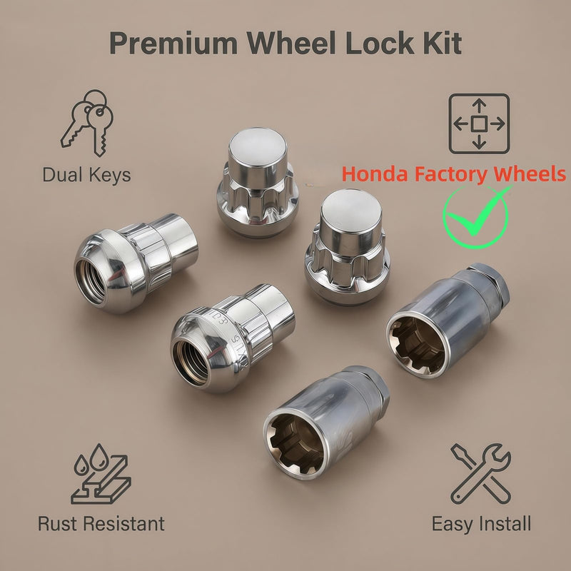 for Honda Wheel Lock Lug Nuts,Two Keys,M12x1.5 Thread, Ball Seat, 31.7mm Height, Anti-Theft Wheel Locks Compatible with Honda & Acura US Models