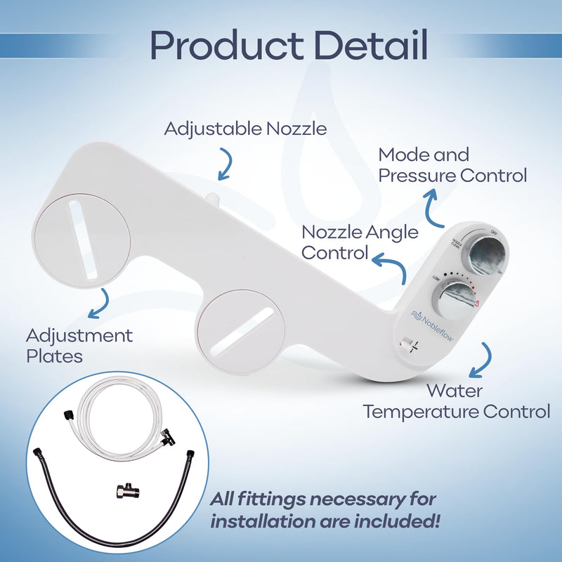 Warm Water Bidet Attachment for Toilet – Non-Electric Hot & Cold Bidet Add-On with Self-Cleaning Nozzle, Adjustable Angle, and Feminine Wash – Ultra-Slim Design