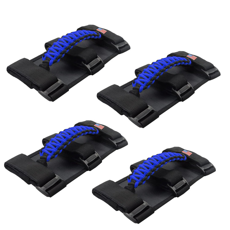 4 X Roll Bar Grab Handles Grip Handle Compatible with Jeep Wrangler JLU JK JKU TJ YJ LJ JT JL & Gladiator JT 1955-2022 UTV & ATV(Blue) Flag Pattern Blue
