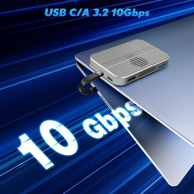 10gbps Magnetic Docking Station, USB C Hub with NVMe M.2 SSD Enclosure for iPhone 17/16/15 Pro/Pro Max/Plus with Cooling Fan, Support SSD Size 2230/2242/2260/2280 B+M M-Key JK-MAG-CASE