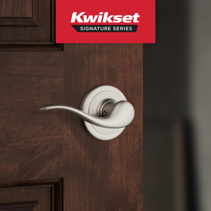 Kwikset Tustin Interior Passage Door Handle, Lever For Closet and Hallway Doors, Reversible Non-Locking Handle Lever, Satin Nickel, with Microban Protection 1 Pack