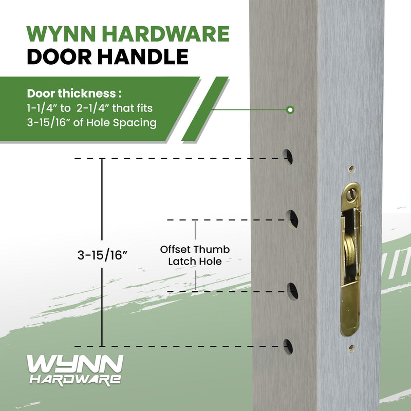 8.5" Legacy Sliding Patio Glass Door Offset Latch Brushed Chrome Handle Set Replacement - Sash Controls 2265 - No Mortise, Fits 3-15/16" Screw Hole Spacing and 1-1/4" to 2-1/4" Door Thickness