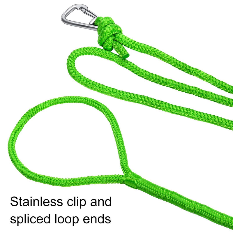 Green Floating Polypropylene Dock line Provide The Stainless Snap Hook and Incredible 12" Spliced Eye to let You Easy and Fast to go