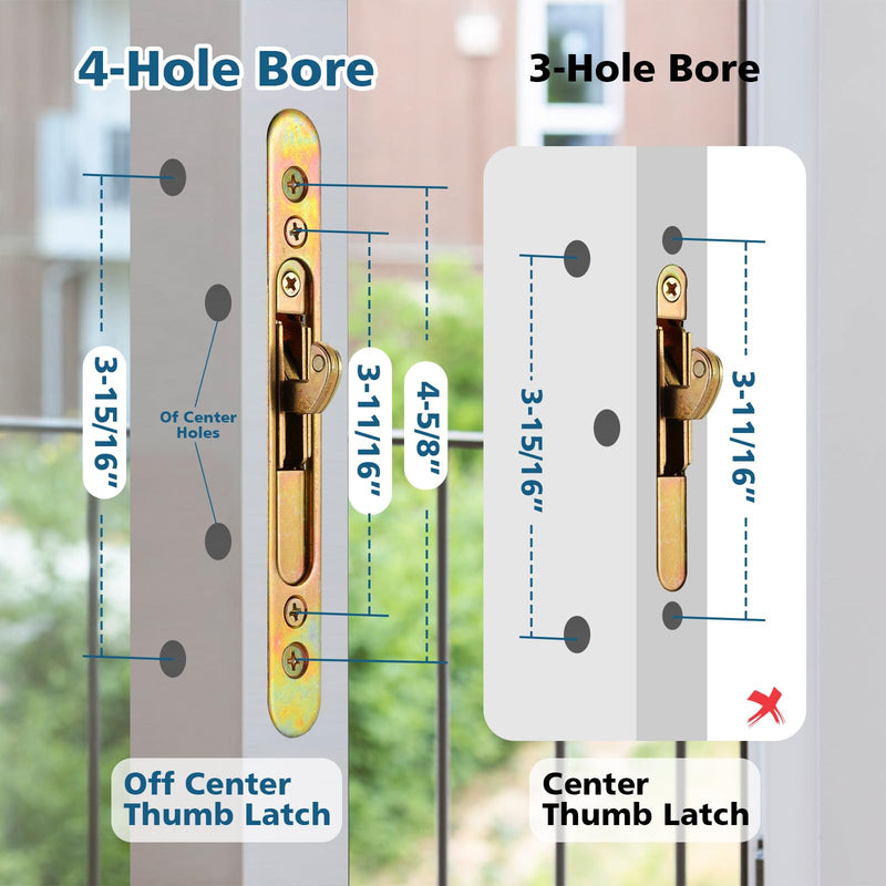 Sliding Patio Door Handleset, 45° Keyway, 3-15/16" H.C., Fits 1-3/8" to 2-1/4" Thick Doors, No-Handed, White Diecast, Offset Position Non-Keyed｜Off Center Thumb Latch Non Keyed-Only Handle