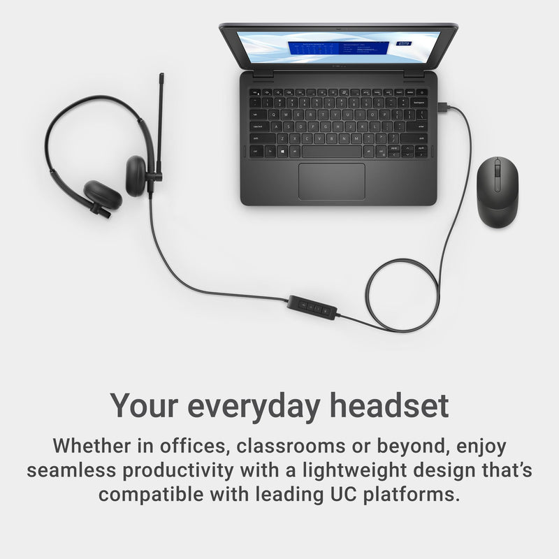 Dell Wired Headset WH125, Boom Mic, Black | USB Type-A, Mac & Windows, Leatherette Cushions, 270° Rotational Mic, Computer Use Dell Wired Headset - WH125