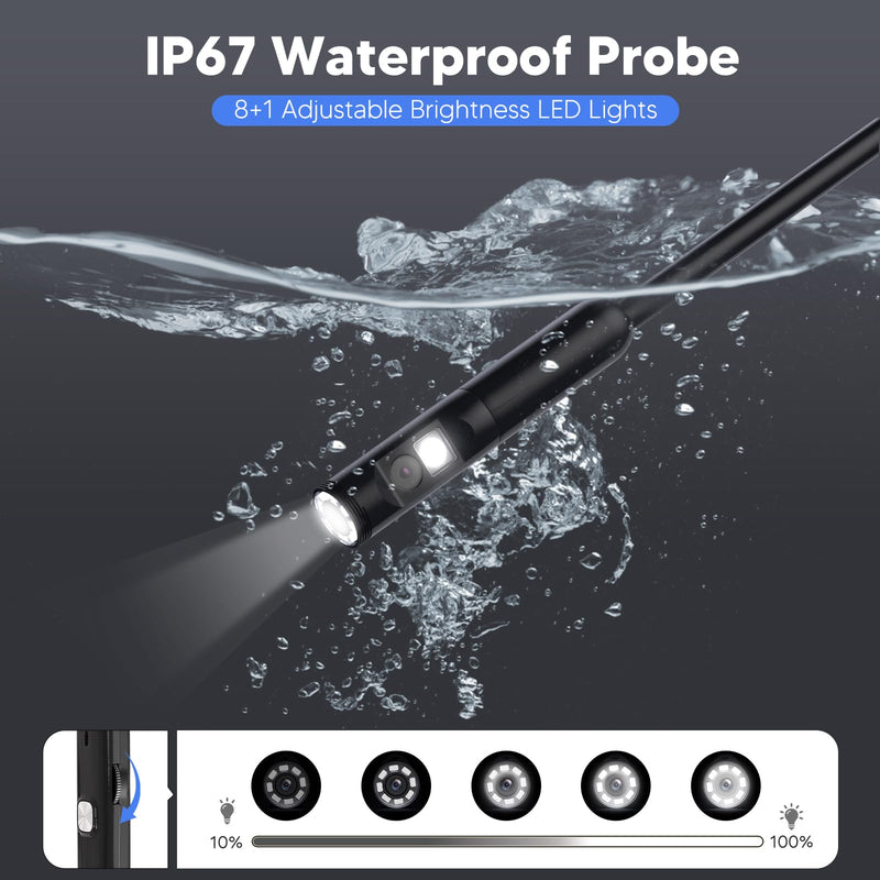 BlueFire Upgraded Endoscope Camera with Light, 1920P HD Borescope, 16.4ft Semi-Rigid Snake Camera for Android and iOS Smartphone, Tablet, Black, IP67 Waterproof 16.4 FT