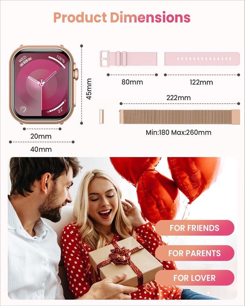 Smart Watch Women | 100+ Sports Mode Gold 1.85