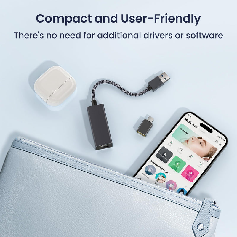 RUXELY USB 3.0 Gigabit Ethernet Adapter with USB-C Converter,1000Mbps RJ45 Connector,Wired LAN Network Adapter for Nintendo Switch,MacBook Air/Pro,Windows,MacOS,iPadOS,Tablets,Android,Linux,Laptop,PC USB +OTG TO RJ45 Gray