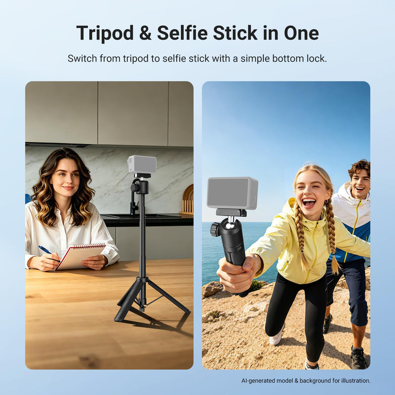 NEEWER Basics Action Camera Selfie Stick Tripod Compatible with DJI Osmo Action 6 Osmo 360 Nano, 8.1-21.3in Desk Stand with Quick Release Magnetic Mount Adapter & Ball Head for Video Recording, TP57