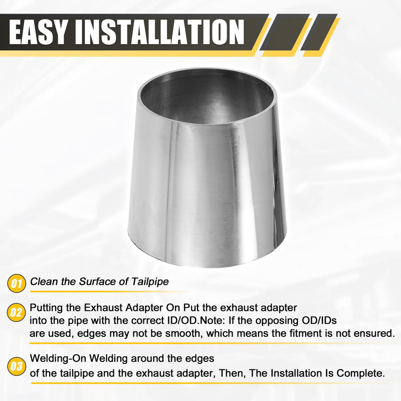 X AUTOHAUX Car Mandrel Exhaust Bend Elbow Pipe 304 Stainless Steel Concentric Reducer 2.5" OD to 3" OD 1pcs 2.5"-3" OD