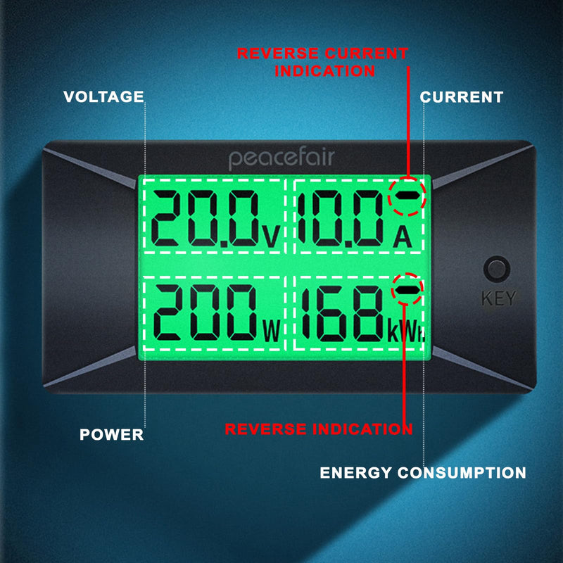 DC Battery Monitor Meter,0-100V,0-100A, Widely Applied to 12V/24V/48V RV/Car Battery, LCD Display, Digital Current Voltage Solar Power Meter (Upgrade Meter(Built-in 100A Shunt)) DC Meter (Built-in 100A Shunt)