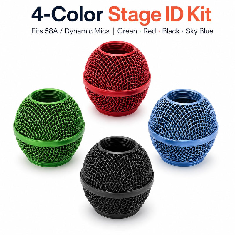 GLEAVI 4pcs Metal Mesh Microphone Grill Head: Mic Head Mesh Replacement Compatible for Shure