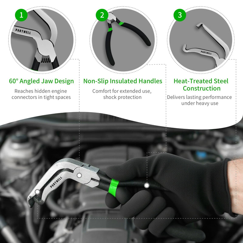 Electrical Disconnect Pliers Set – 3PCS Electrical Connector Pliers for Cars, Fuel Line Disconnect Tool, and Automotive Electrical Tool Kit Green 3