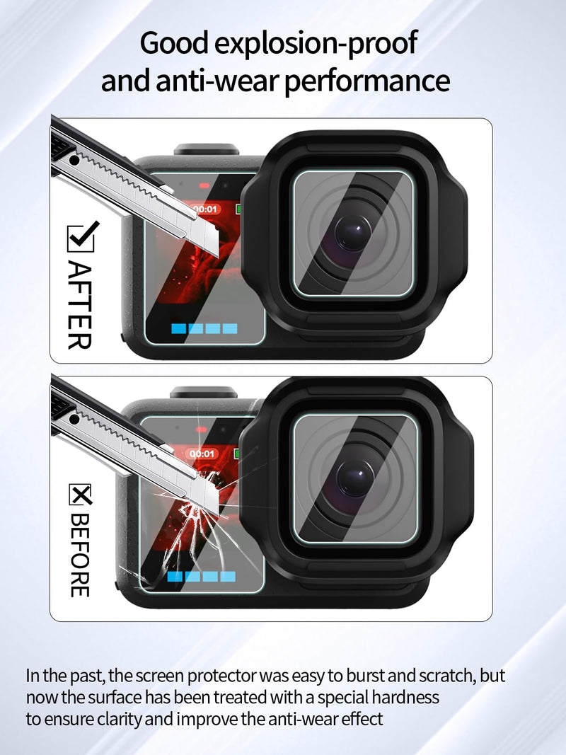 Tempered Glass Screen Protector for GoPro Mission 1/1 PRO, 1 Set | Anti-Scratch 9H Hardness Tempered Glass Flim,Touch Sensitive Edges Bubble Free Easy to Install,HD Clear.
