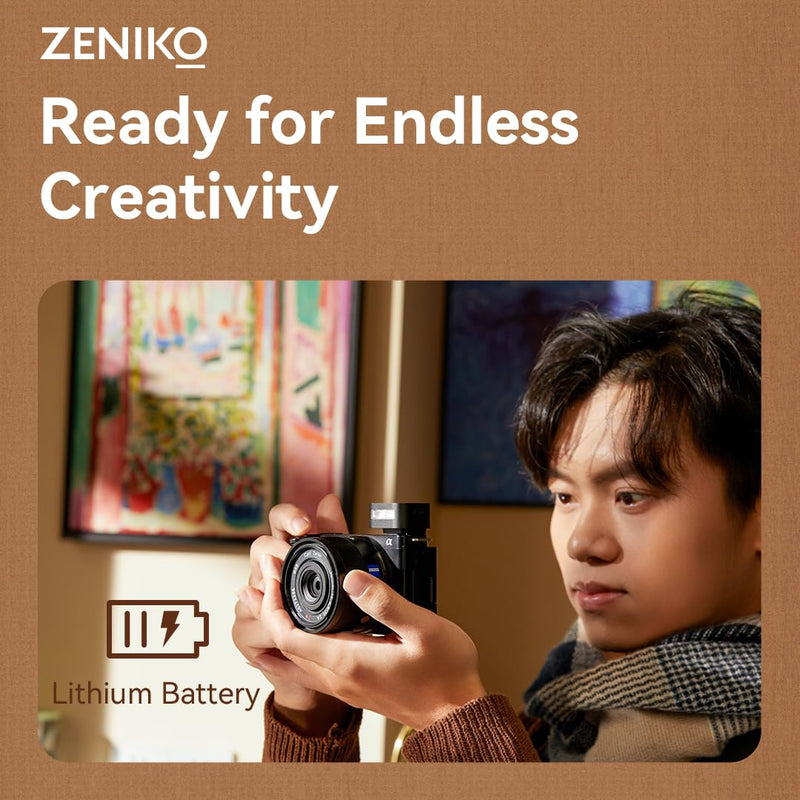 Zeniko ZF08 Flash for Camera w/Flash Height Booster, GN16, CCT 6500k ±200k, Universal Hot Shoe Mount, 3s Fast Recycling, Full Power Camera Flashes for Sony/Canon/Nikon/Panasonic/Olympus (Black) ZF08 Black