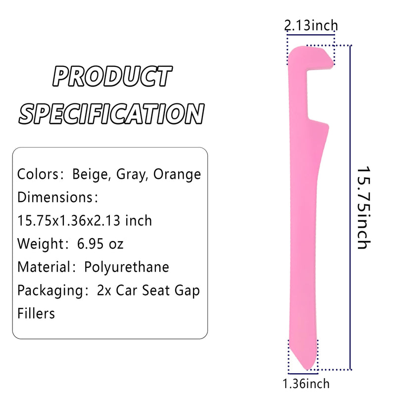 Junecarp Car Seat Gap Filler 2 Pack,Car Gap Filler Organizer to Impede Items from Dropping,Essential Interior Car Accessories Seat Gap Plug (Pink) Pink/2pcs