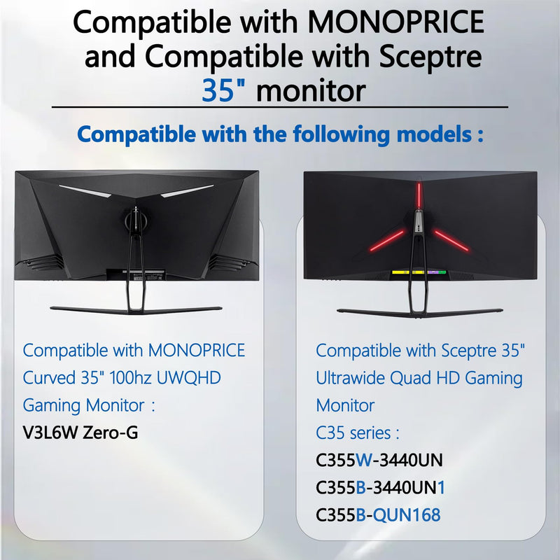 C355B-QUN168 VESA Adapter Compatible with Sceptre 35",MONOPRICE 35" Monitor | (Fits C355W-3440UN,C355B-3440UN1,C355B-QUN168,V3L6W Zero-G)–75x75 to 100x100 Wall Mount Bracket