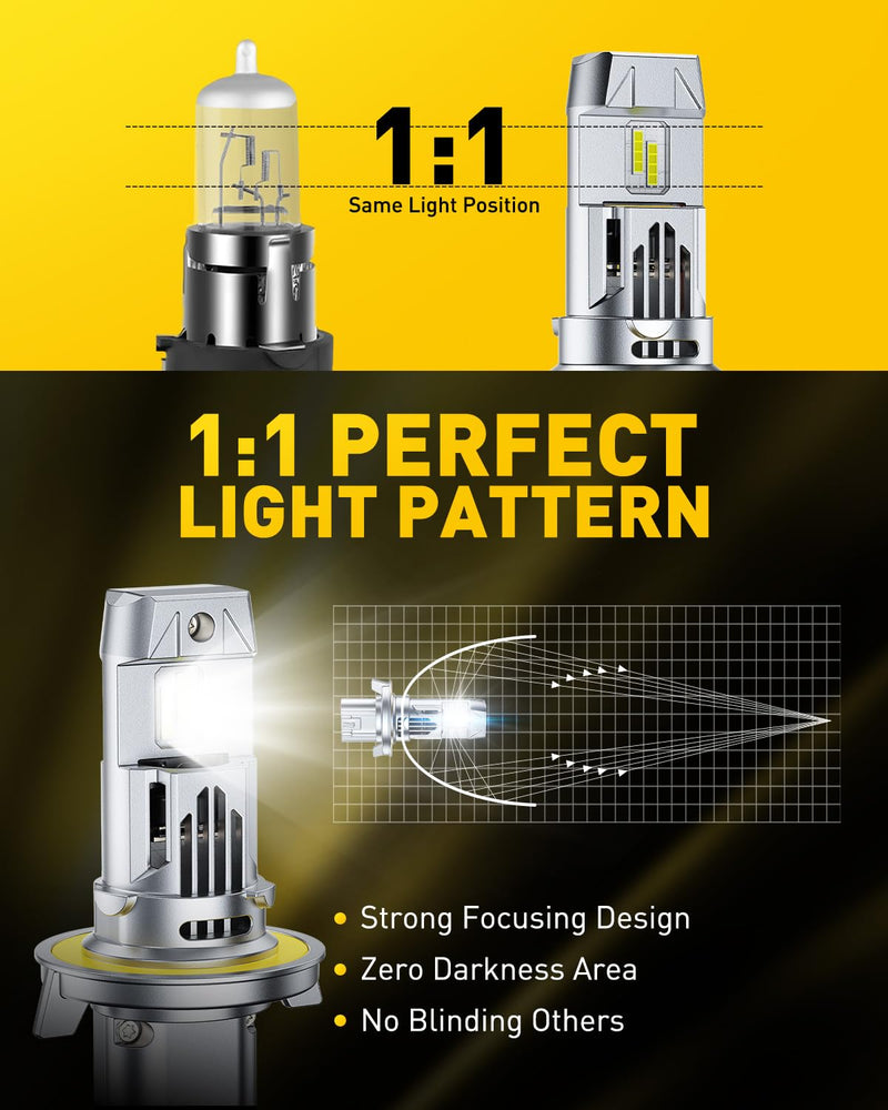 AUXITO 9008 LED Bulbs, 900% Ultra-Bright, 6500K White H13 Fog Light, Easy Plug-N-Play Installation, IP68 Waterproof, Pack of 2 9008/H13