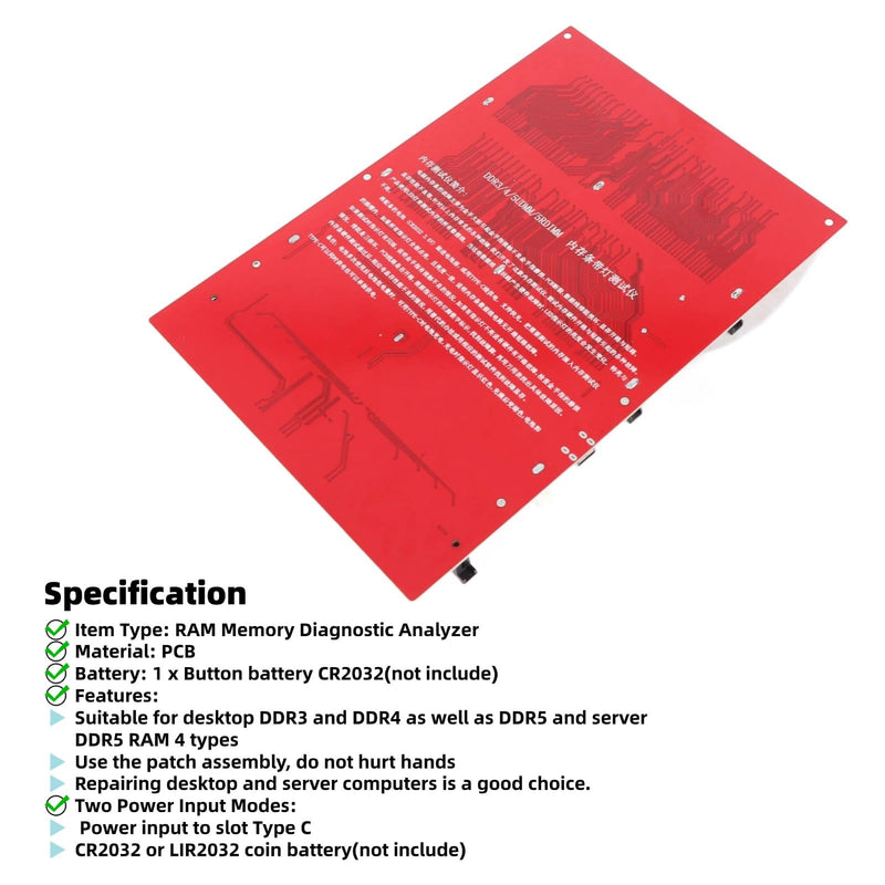 Memory Tester, Memory Diagnostic Analyzer, 4 in 1 Desktop DDR3 DDR4 DDR5UDMM DDR5RDIMM Tester Card for Desktop Server Computers