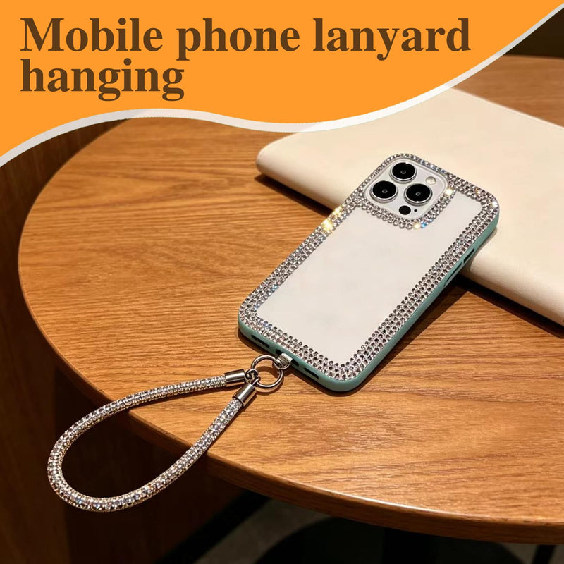 Diamond-Studded Cell Phone Strap Accessories Iridescent Silver