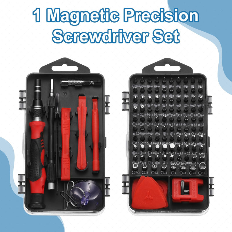 HARFINGTON 136 in 1 Magnetic Precision Screwdriver Set Electronics Repair Tools Kit with 96 Bits Flexible Shaft and Extension Rod for Cellphone Game Console Laptop PC Computer Camera, Red
