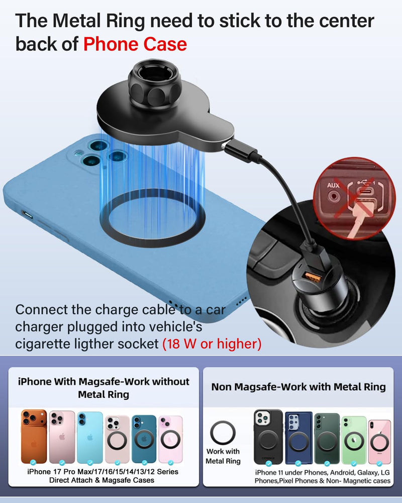 PZK Wireless Charger Car Phone Holder for Ford Maverick 2022-2024 | 8-Inch Screen Magnetic 15W Fast Wireless Charger Car Phone Mount Strong Magnets 360° Rotation Hands-Free Not Affect Vent Magsafe+ Wireless Charging