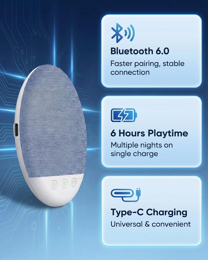 Under Pillow Speaker for Sleeping, Bluetooth Sleep Speaker with White Noise Machine and Timer, Headphone-Free Mini Sound Speaker for Side Sleepers (Blue) Blue