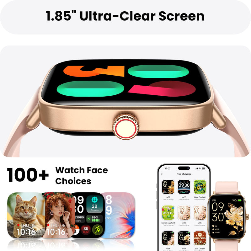 ENOMIR Smart Watch for Women Answer Phone Health Monitoring with 2 Bands | 10-Day Long Battery Life,Fast Charge, Sleep Monitoring, All-day Activity Tracking, IP68 Waterproof, 100+ Watch Face Pink
