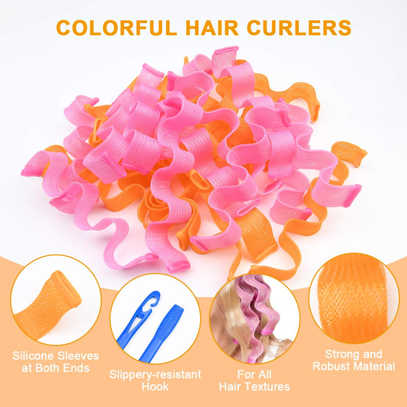 URAQT No Heat Hair Rollers, 24pcs Curlers Styling Kit with Hooks, Wave Curlers for Long & Short Hair, DIY Hairstyle Tools 30cm 30 cm