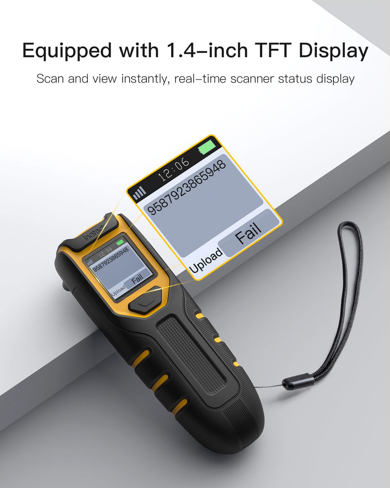 Inateck Barcode Scanner Wireless,Portable Bluetooth Barcode Scanner with Screen,1D 2D QR Code Scanner Kabellos 2.4GHz,Handscanner with APP and SDK, BCST-47 BCST-47-BK