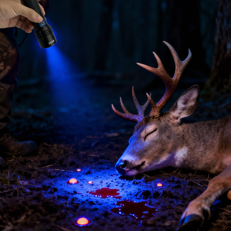 Rechargeable UV Blood Tracking Flashlight for Hunting at Night Hunting Black Light for Blood Detection,Spray Luminol Blood Will Glow UP (10W) 10W