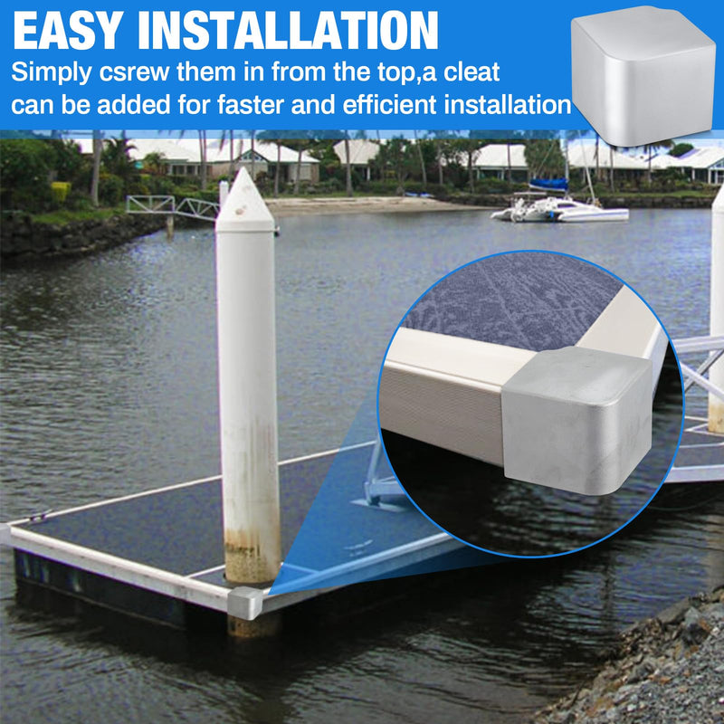 MorningRo Pontoon Boat Corner Cap Aluminum Deck Corner Cap for 90 Degree Rounded Pontoon Corners, Not 90 Right Angles Boat Accessories Height: 3-9/16" to 3-5/8" Top: 4-1/16" to 4-3/16" 2