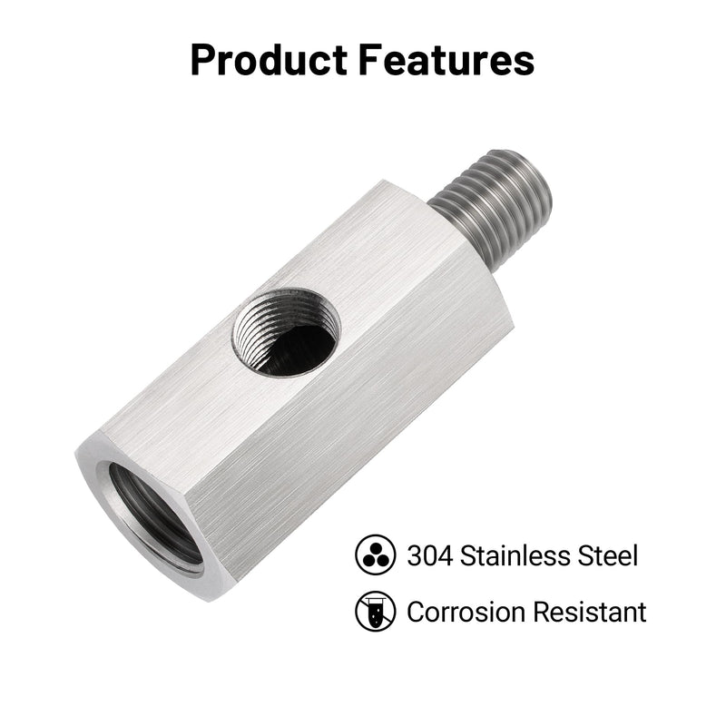 EVIL ENERGY 1/8 NPT Oil Pressure Sensor Tee Adapter, Stainless Steel 1/8 NPT Female to Male Threaded Oil Pressure Adapter with 1/8 NPT Female Port, Sliver 1/8 NPT-1/8 NPT-1/8 NPT