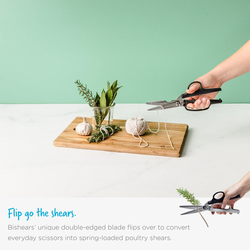 Dreamfarm Bishears 2-In-1 Kitchen Scissors that Flip to Become Powerful Shears - Black/White