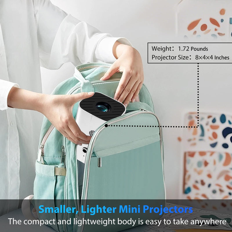 Portable Projector, Mini Room Projector, Built-in Speaker And Bluetooth 5.3, Native 1080P, Compatible With 4K, Supports Smartphone/ TV Stick/ PS5/ Laptop/ X box/ HDMI/ USB (Mini Projector for Bedroom) Mini Projector for Bedroom